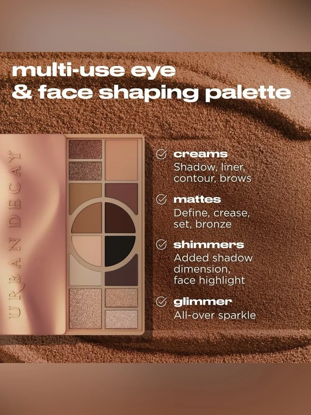 NWT Urban Decay Cosmetics Naked Shaped Multi-Tasking Eyeshadow Palette Warm